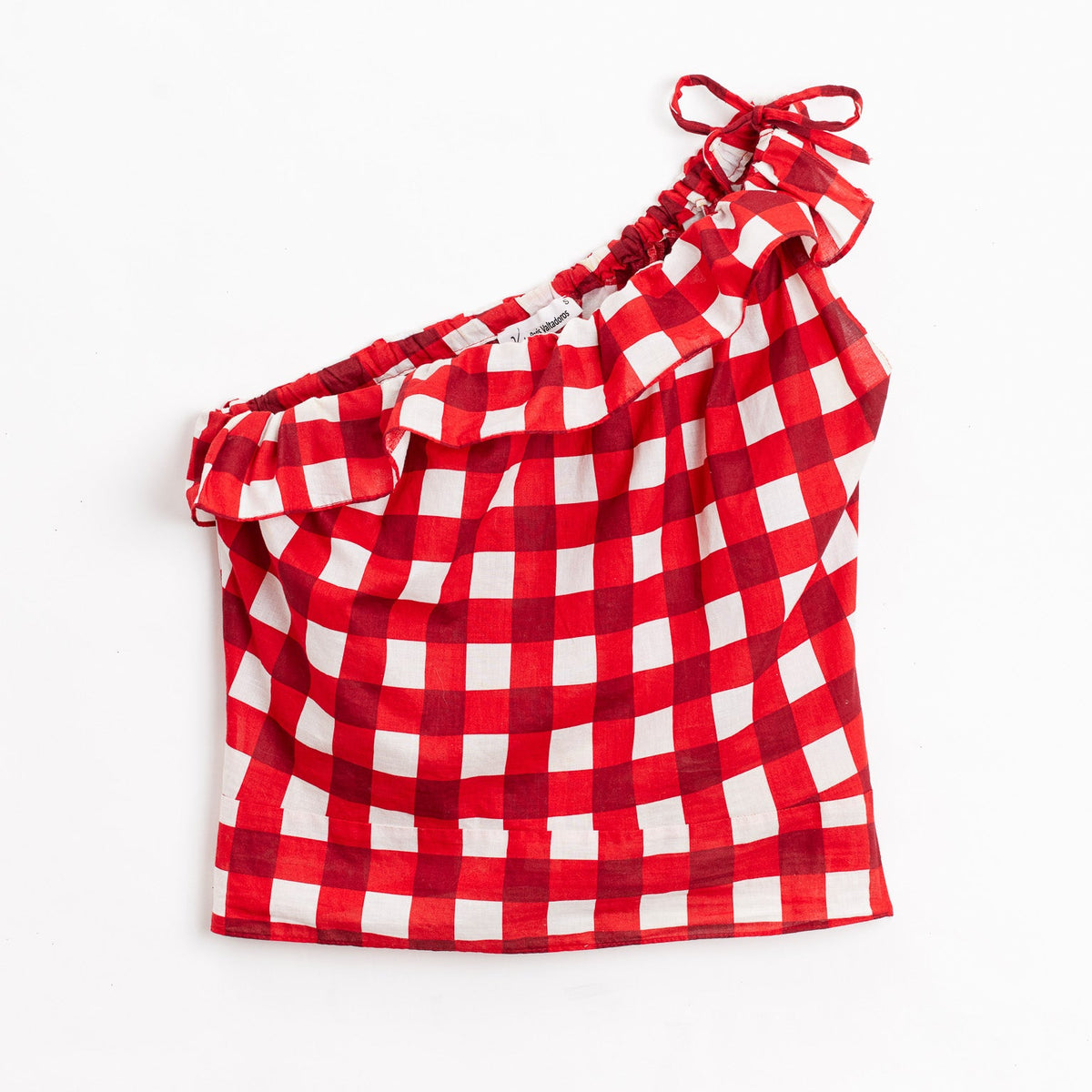 ONE-SHOULDER GINGHAM TOP | SIZE SMALL