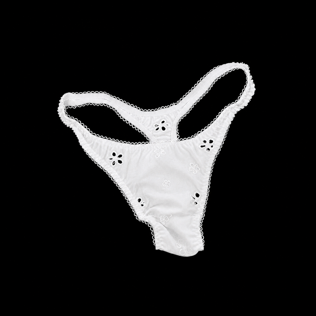 EMMYLOU WHITE EYELET COTTON THONG
