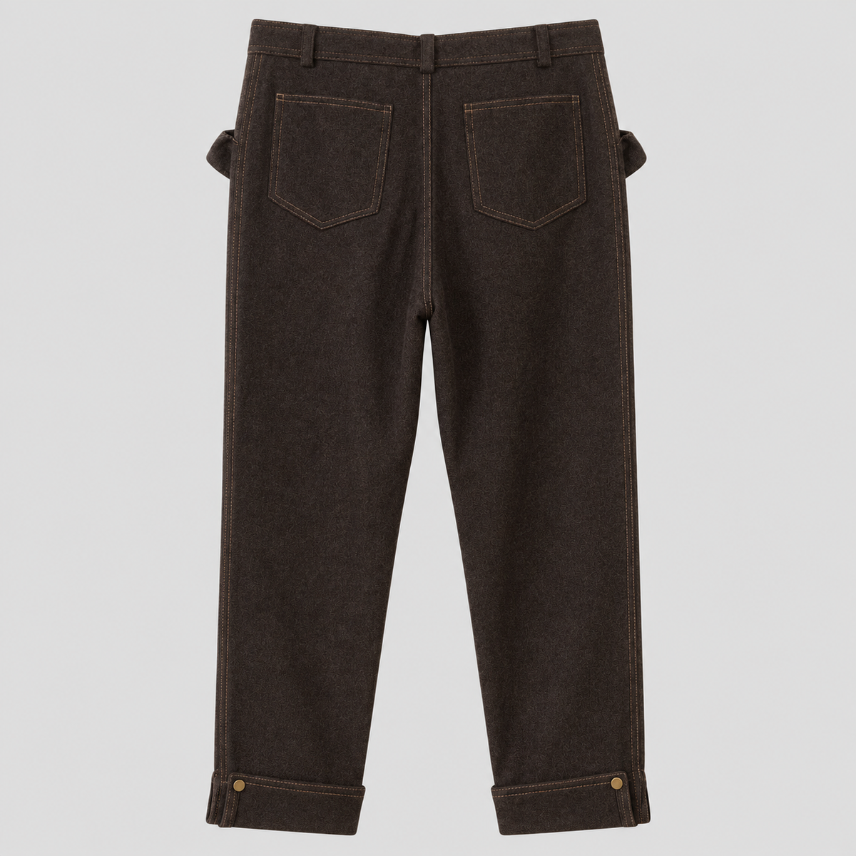 VINTAGE DARK BROWN TROUSERS WITH GOLD HEART POCKET FLAPS | SIZE 44