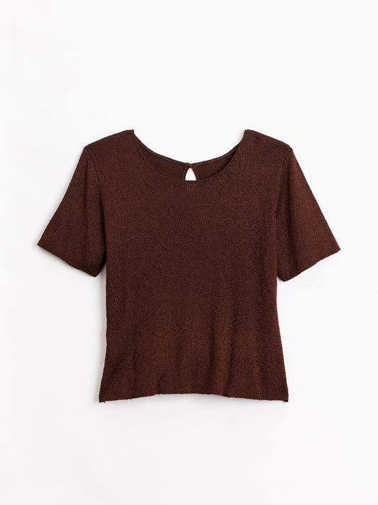 BROWN SHORT SLEEVE TOP