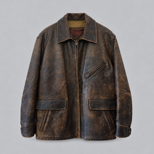BROWN LEATHER JACKET | SIZE 56 EU